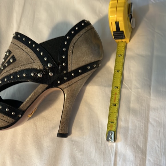 Prada Studded 4” High Heels Black & Gray Size 39 - Picture 7 of 9